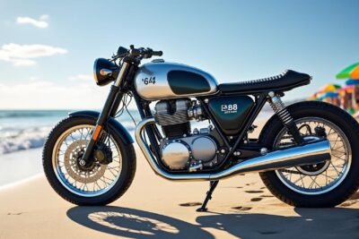 découvrez la moto électrique '64 de beachman, un chef-d'œuvre au design vintage alliant puissance et élégance. profitez d'une autonomie impressionnante de 88 km pour vos trajets quotidiens et vos aventures. adoptez un style rétro tout en respectant l'environnement !