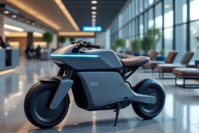 découvrez la moto électrique compacte et pliable, parfaite pour voyager léger en cabine. emportez votre mobilité partout avec style et praticité.