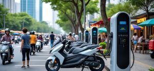 hô chi minh-ville accélère la transition vers les motos électriques avec un réseau de bornes de recharge en pleine expansion, facilitant la mobilité durable et écologique en ville.