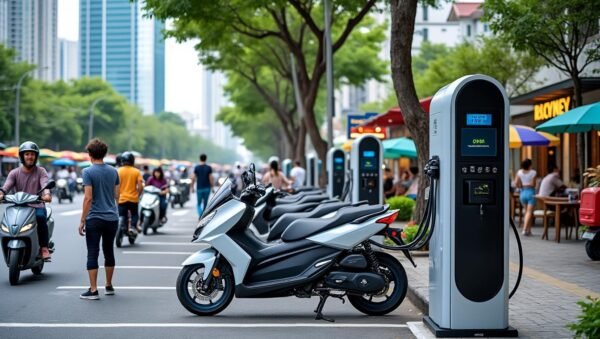 hô chi minh-ville accélère la transition vers les motos électriques avec un réseau de bornes de recharge en pleine expansion, facilitant la mobilité durable et écologique en ville.
