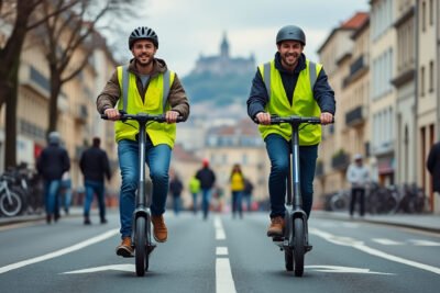 à lyon, le casque et le gilet réfléchissant deviennent obligatoires dès ce lundi pour les utilisateurs de trottinettes électriques.