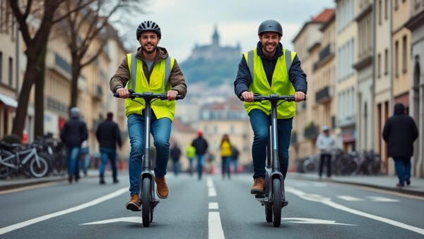 à lyon, le casque et le gilet réfléchissant deviennent obligatoires dès ce lundi pour les utilisateurs de trottinettes électriques.